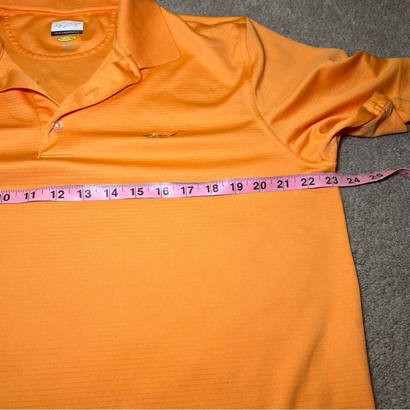 Greg Norman Five Iron Golf Polo Shirt Bright Orange Shark Logo Play Dry Large - Picture 7 of 8